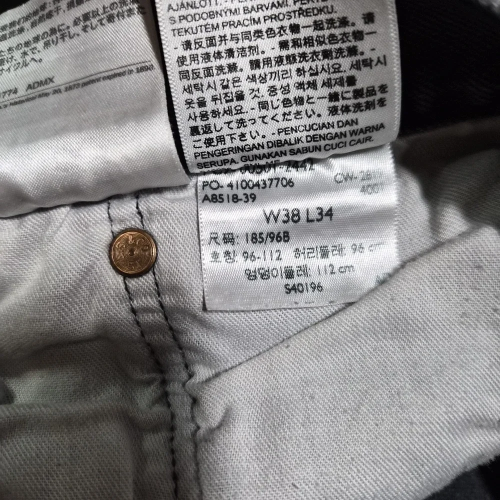 Levi Strauss 501 38x34 Distressed‎ Mens Jeans Black/gray Wash